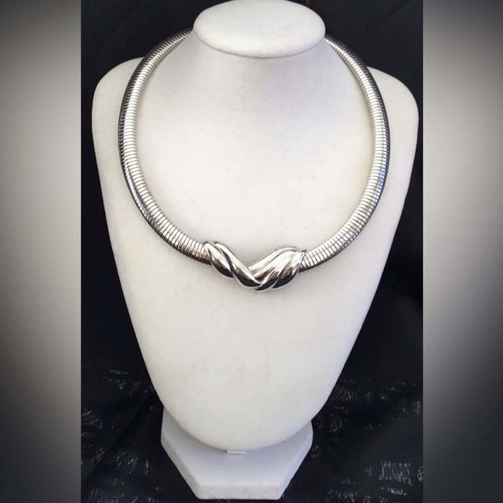 Monet Silvertone Twisted Necklace